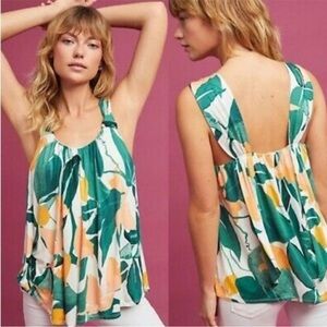 Anthro Vanessa Virginia Tropical Floral Print Sleeveless Top XS Swing tank